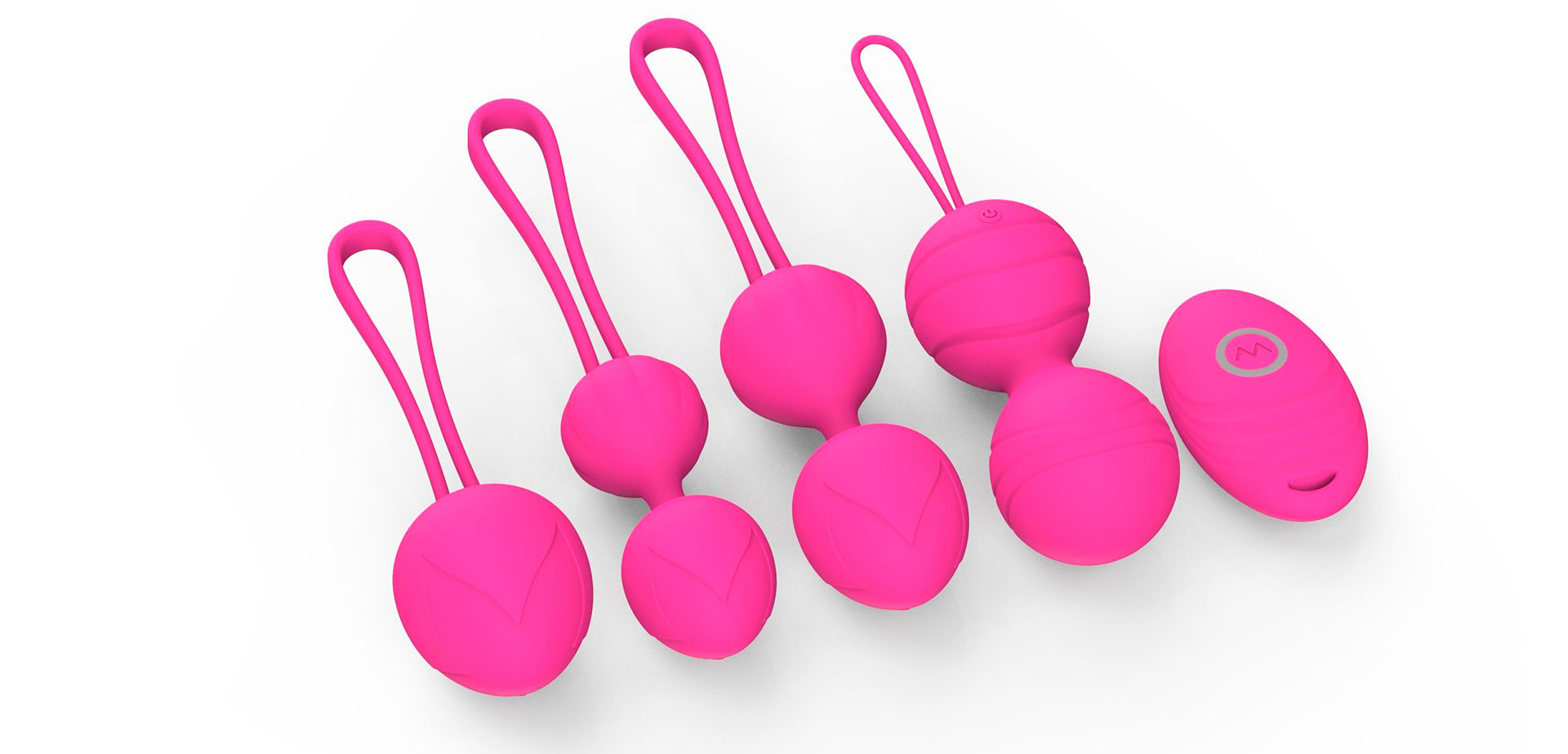 Малиновые силиконовые вагинальные шарики.