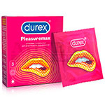 Презервативы Durex Pleasuremax с ребристой поверхностью в малиновой коробке