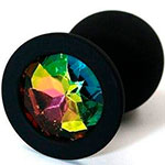 Пример черных силиконовых анальных пробок с разноцветным кристаллом