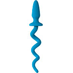 Изображение синей анальной пробки со спиралевидным хвостиком Oinkz! Blue
