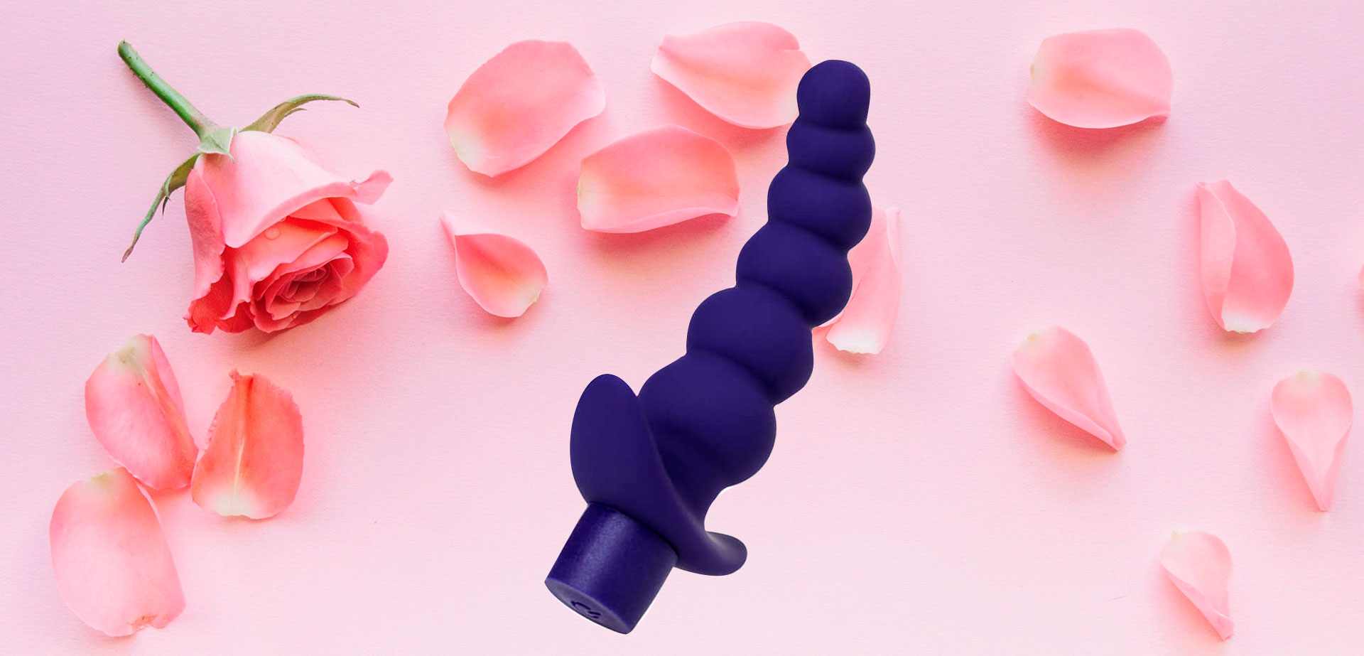 Фиолетовый анальный вибратор с шариками