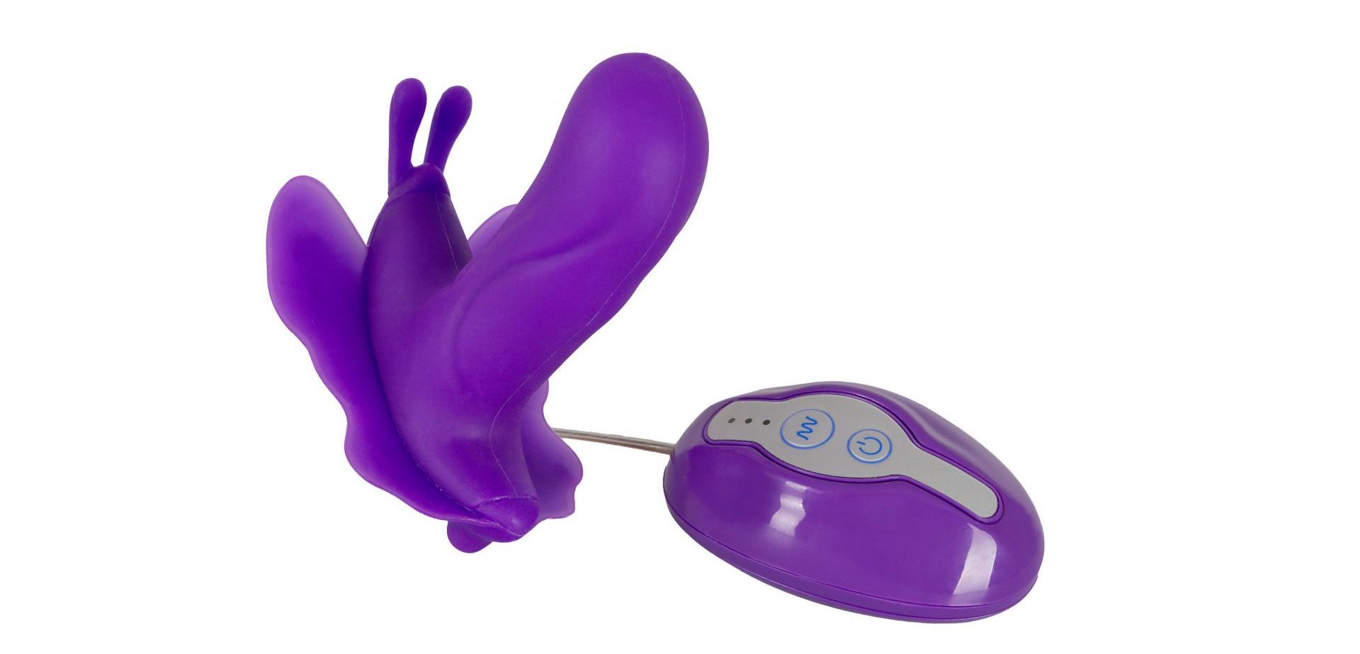 Фиолетовый вибратор-бабочка для клитора с пультом.