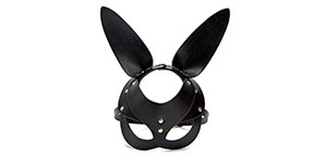 Кожаная черная БДСМ маска с ушками