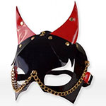 Черно-красная маска дьяволенка от Harness из эко-кожи