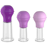 Три фиолетовые мини помпы разных размеров для сосков Pipedream Nipple Enhancer