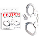 Серебристые наручники PipeDream Official Handcuffs с упаковкой