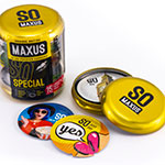 Коробка презервативов с дополнительным рельефом в круглой упаковке Maxus Special №15