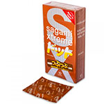 Оранжевые ребристо-точечные презервативы SAGAMI Xtreme Feel UP 