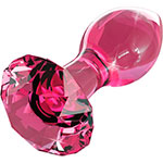 Розовая стеклянная пробка для эротических игр с розочкой Pipedream Icicles