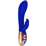 Синий вибратор-кролик Shotsmedia Opulent с функцией подогрева